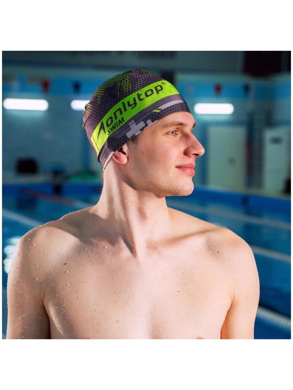 Шапочка для плавания ONLYTOP взрослая, тканевая, обхват 54-60 см