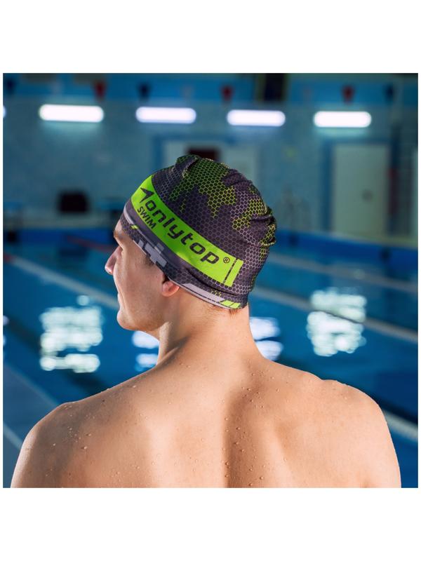 Шапочка для плавания ONLYTOP взрослая, тканевая, обхват 54-60 см