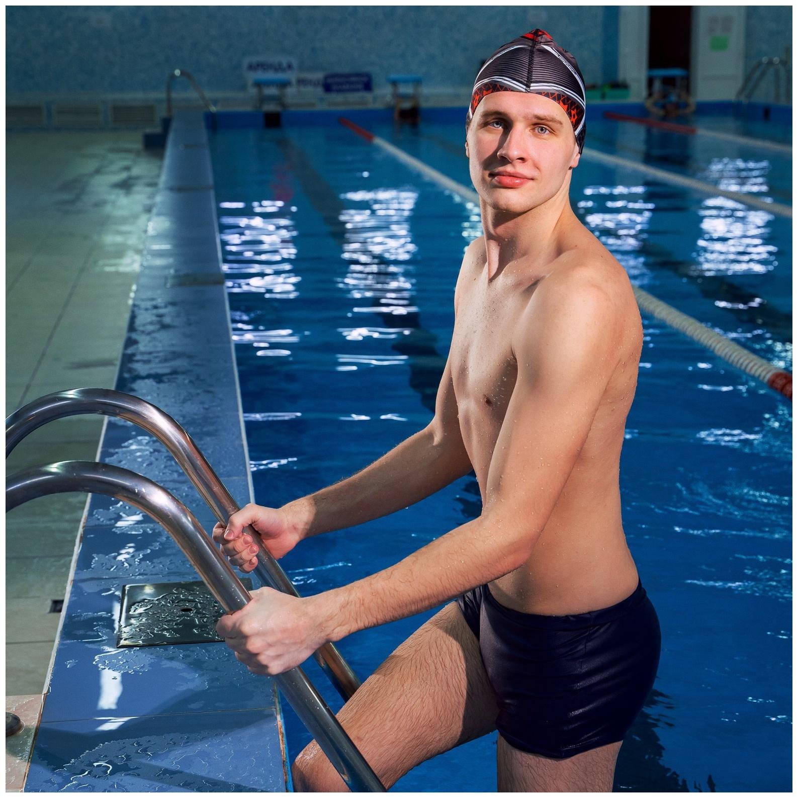 Шапочка для плавания взрослая ONLYTOP, тканевая, обхват 54-60 см