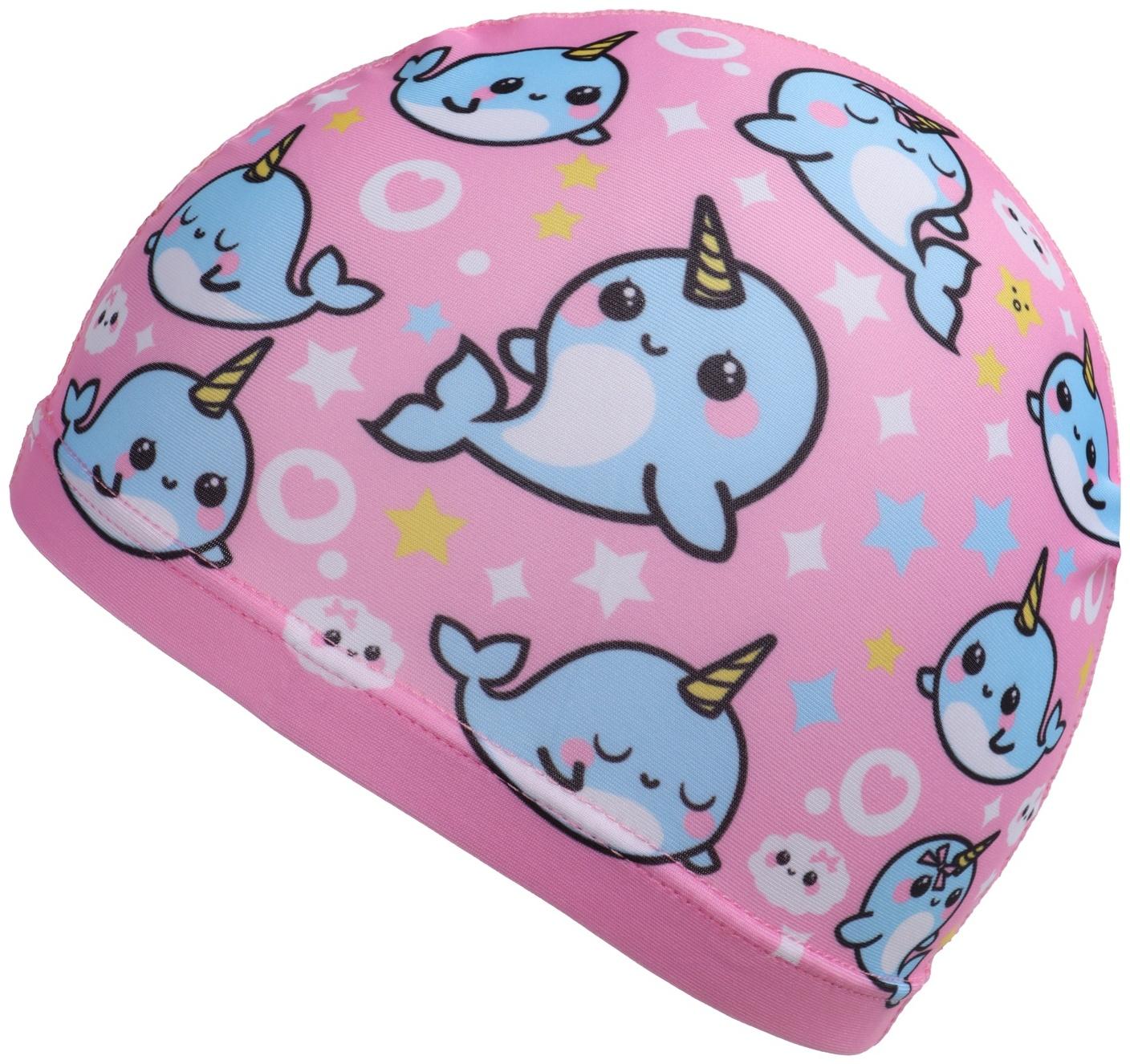 Шапочка для плавания детская ONLYTOP «Нарвалы», тканевая, обхват 46-52 см