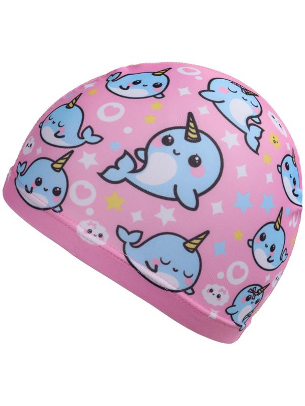 Шапочка для плавания детская ONLYTOP «Нарвалы», тканевая, обхват 46-52 см