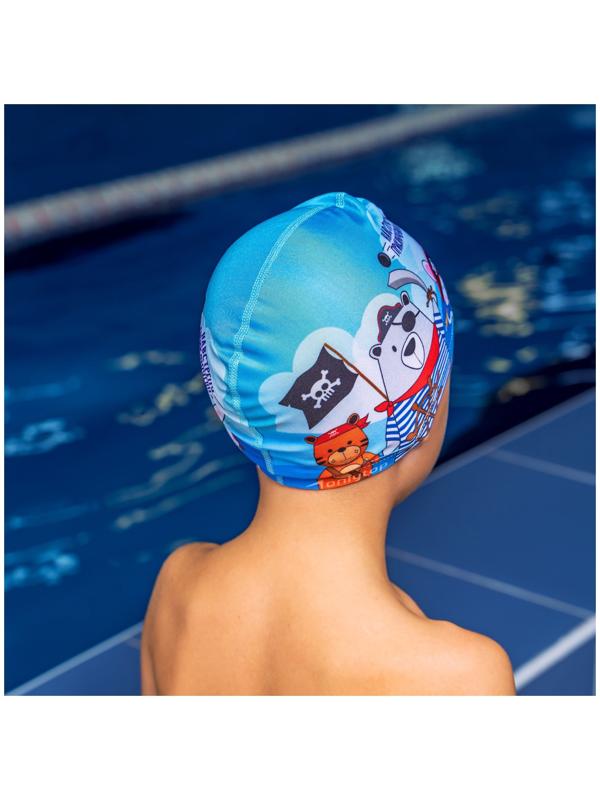Шапочка для плавания детская ONLYTOP «Пираты», тканевая, обхват 46-52 см