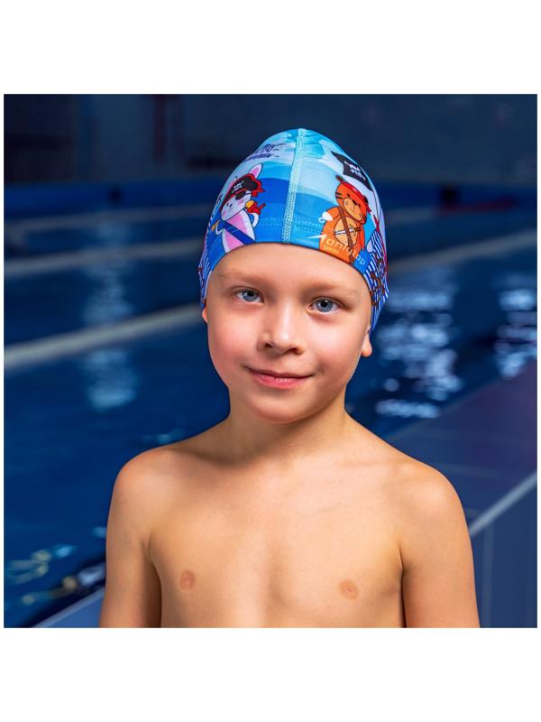Шапочка для плавания детская ONLYTOP «Пираты», тканевая, обхват 46-52 см