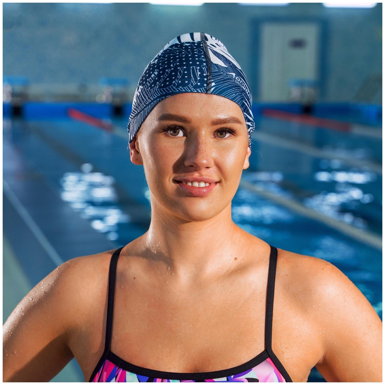 Шапочка для плавания взрослая ONLYTOP Swim «Тропики», тканевая, обхват 54-60 см