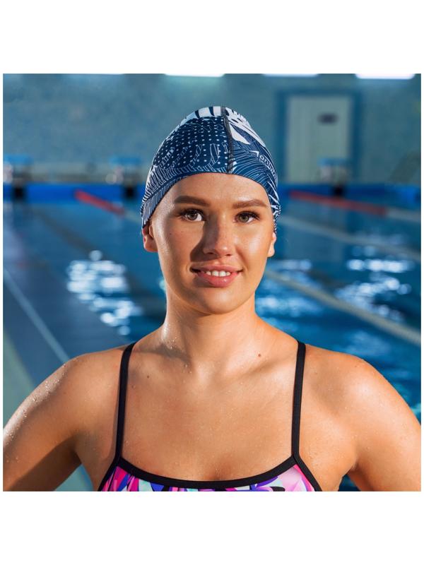 Шапочка для плавания взрослая ONLYTOP Swim «Тропики», тканевая, обхват 54-60 см