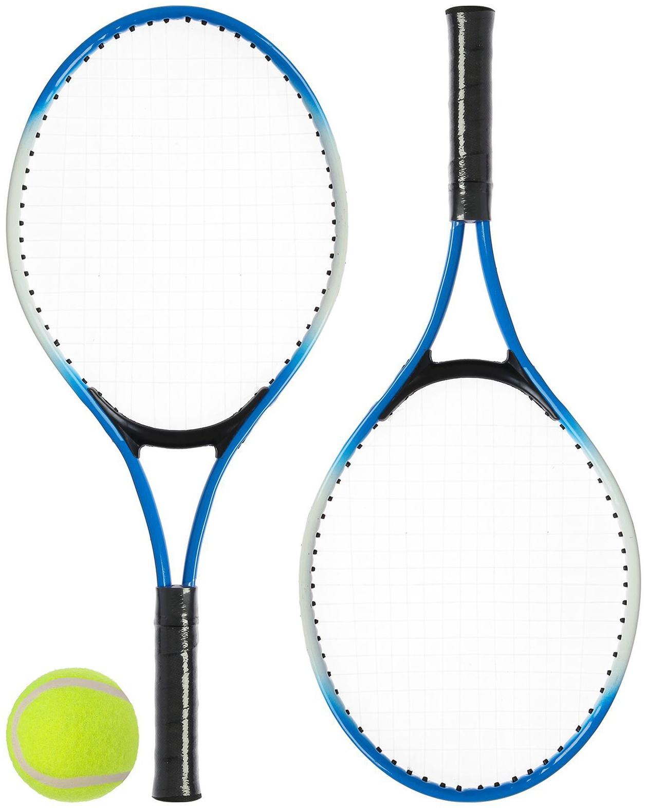 Ракетки для большого тенниса ONLYTOP, детские, с мячом, набор 2 шт., цвет синий