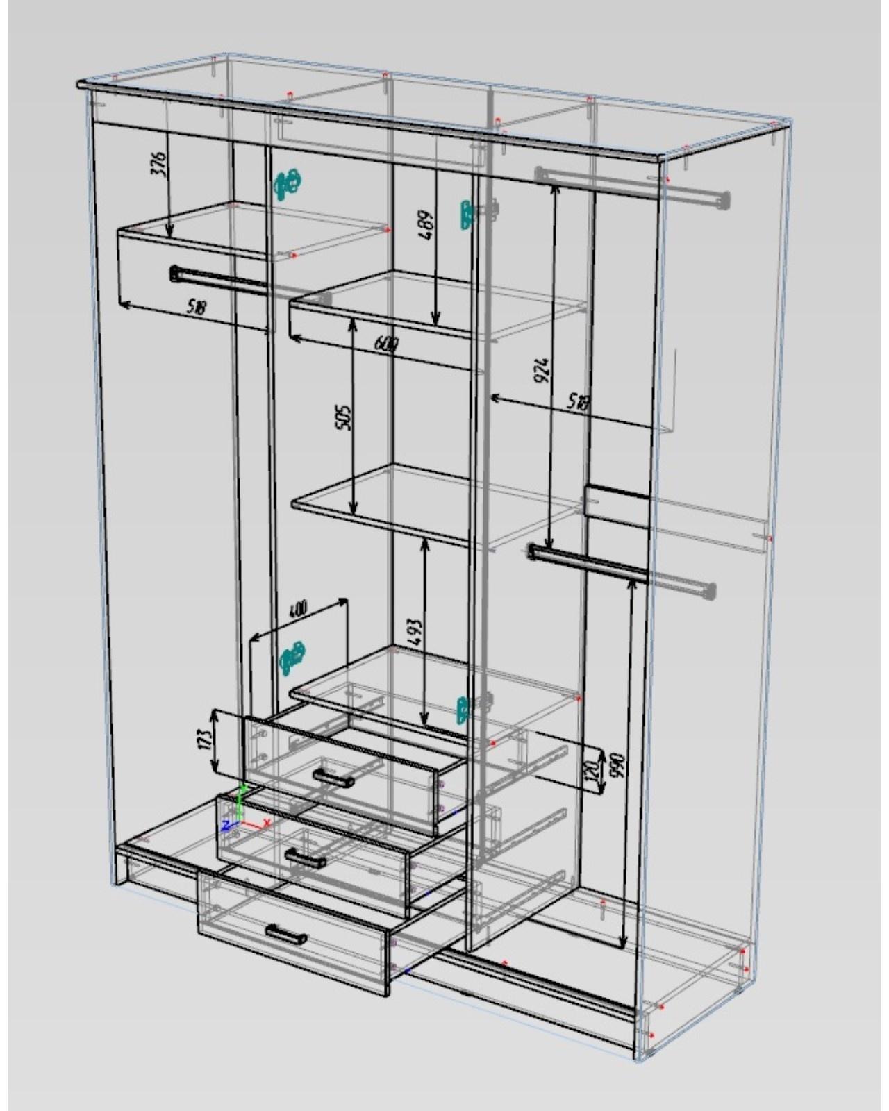 Шкаф-купе «Лорд», 1700×580×2200 мм, ясень шимо светлый/темный