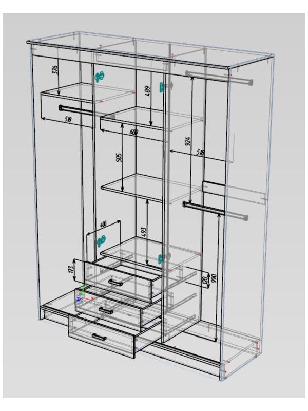 Шкаф-купе «Лорд», 1700×580×2200 мм, ясень шимо светлый/темный