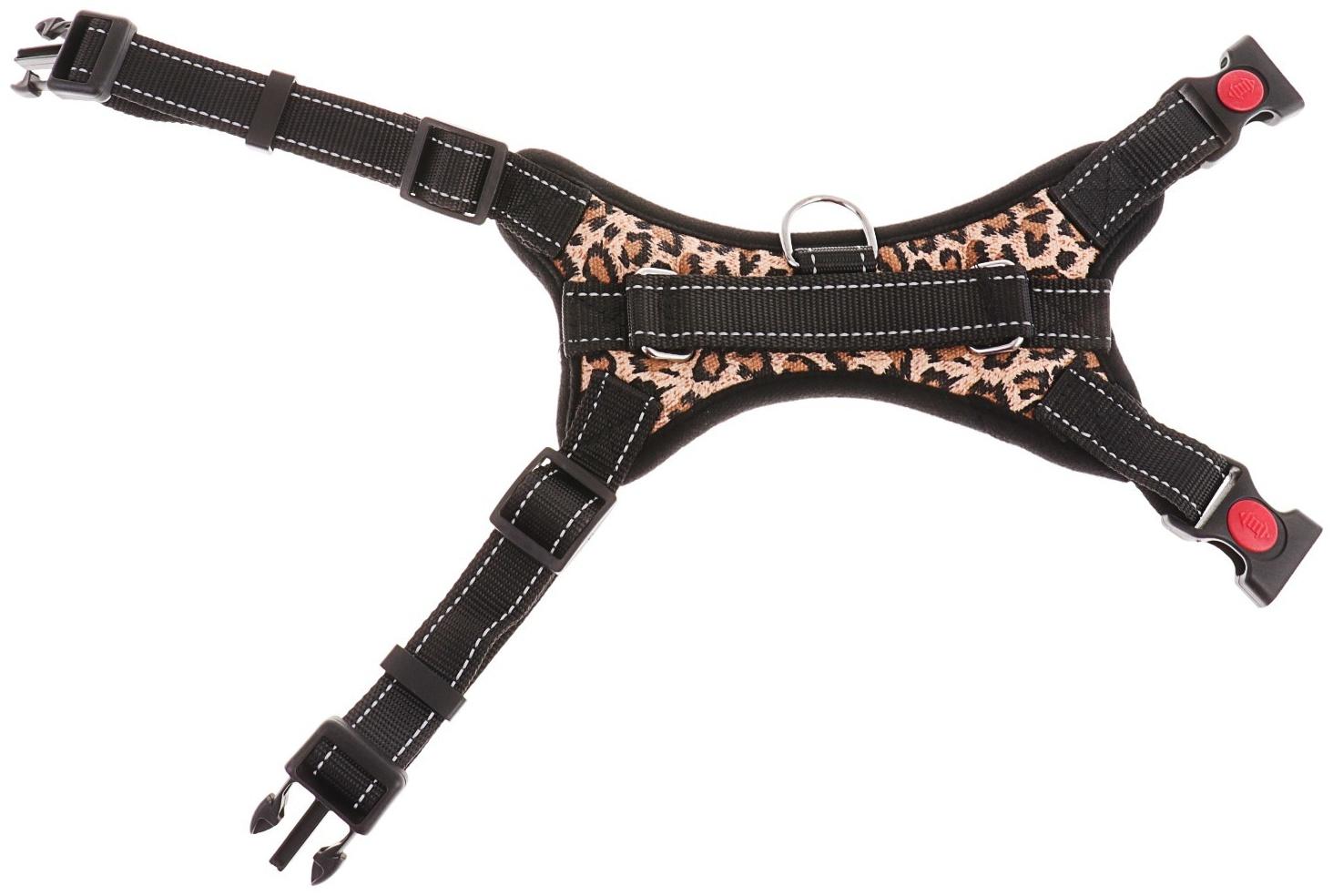 Шлейка К7 мягкая светоотражающая, размер М, ОГ 52-66 см, вес 9,5-17,5 кг, леопард