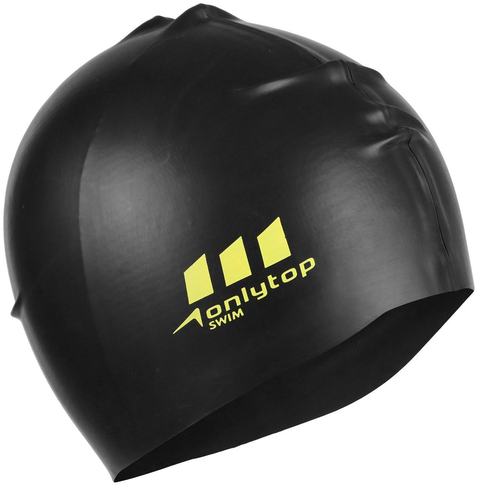 Шапочка для плавания взрослая ONLYTOP, силиконовая, обхват 54-60 см, цвет чёрный
