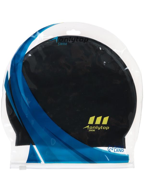 Шапочка для плавания взрослая ONLYTOP, силиконовая, обхват 54-60 см, цвет чёрный