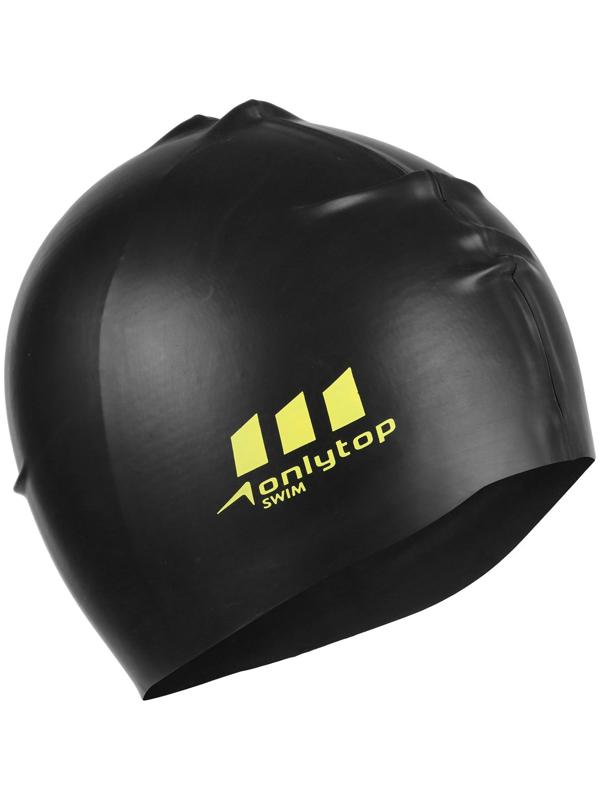 Шапочка для плавания взрослая ONLYTOP, силиконовая, обхват 54-60 см, цвет чёрный