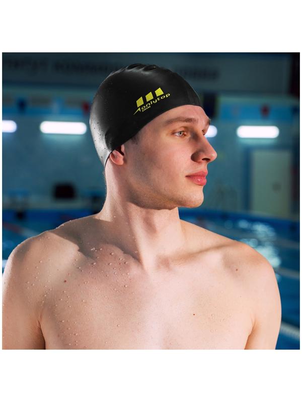 Шапочка для плавания взрослая ONLYTOP, силиконовая, обхват 54-60 см, цвет чёрный