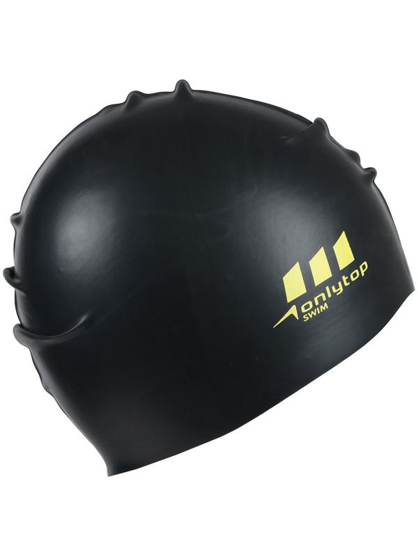 Шапочка для плавания взрослая ONLYTOP, силиконовая, обхват 54-60 см, цвет чёрный