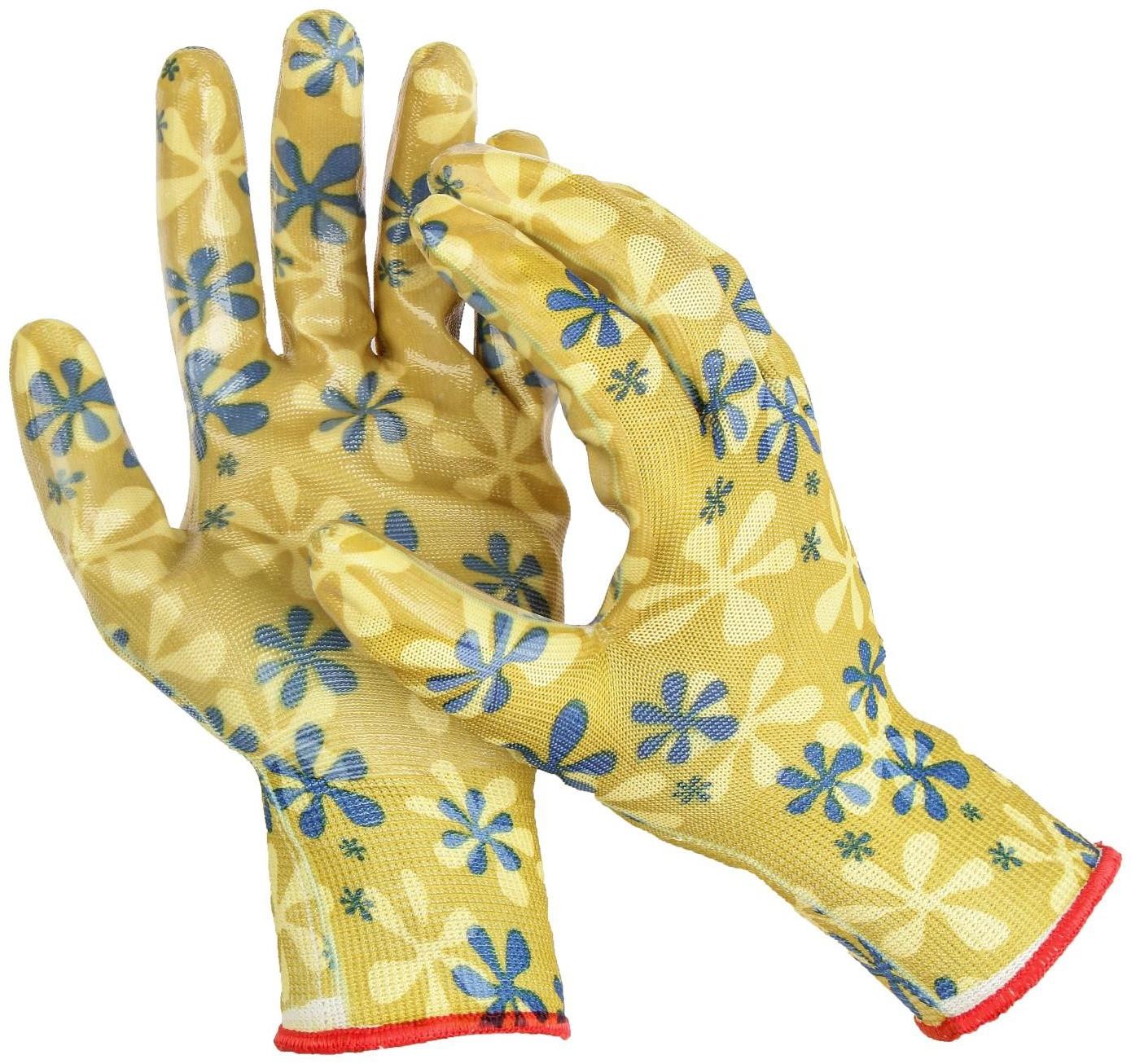 Перчатки нейлоновые, с нитриловым полуобливом, размер 9, цвет МИКС, Greengo