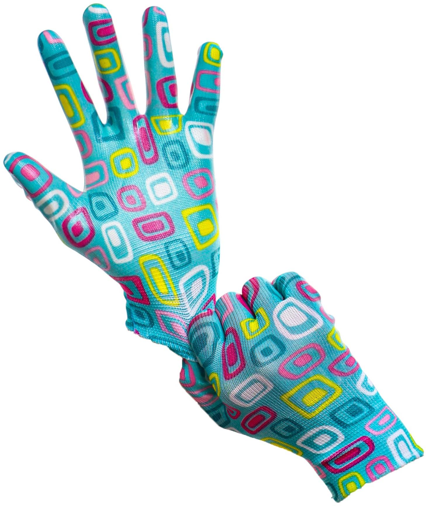 Перчатки нейлоновые, с нитриловым полуобливом, размер 9, цвет МИКС, Greengo