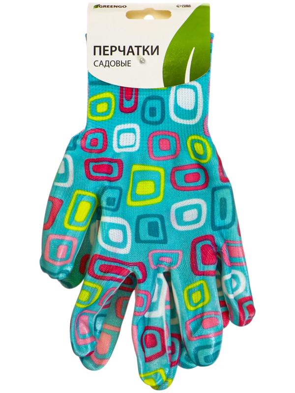 Перчатки нейлоновые, с нитриловым полуобливом, размер 9, цвет МИКС, Greengo