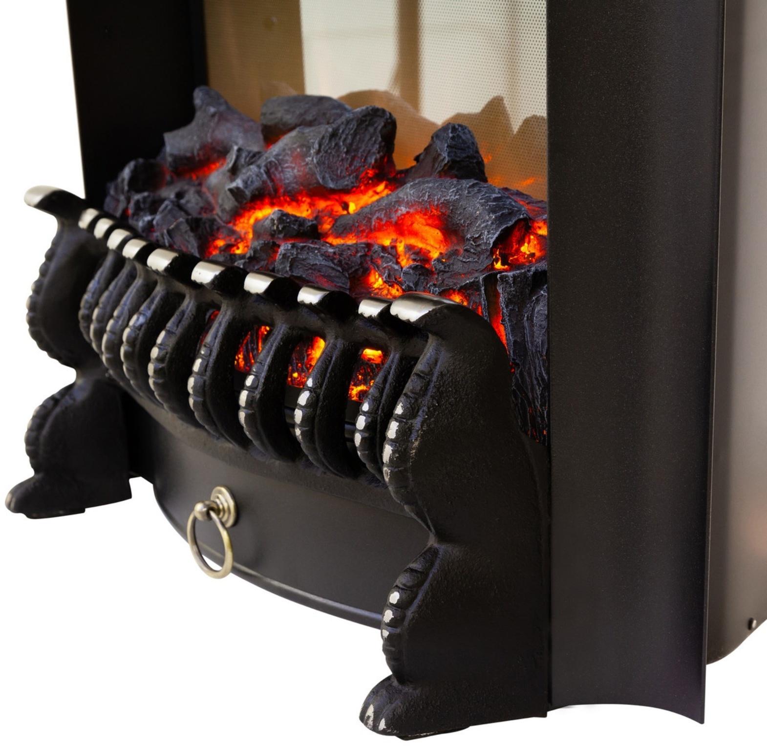 Электроочаг Fobos Lux Black, 1500 Вт, 2 режима обогрева, муляж сгоревших дров