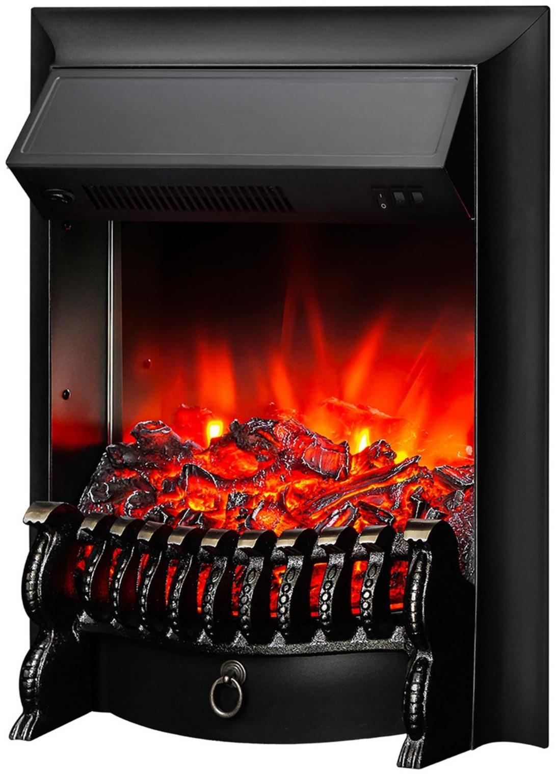 Электроочаг Fobos Lux Black, 1500 Вт, 2 режима обогрева, муляж сгоревших дров