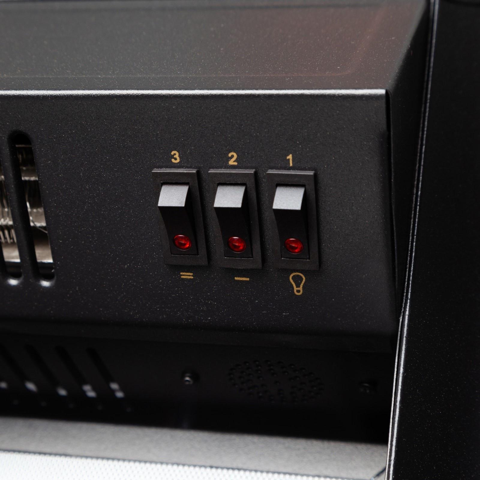 Электроочаг Fobos Lux Black, 1500 Вт, 2 режима обогрева, муляж сгоревших дров