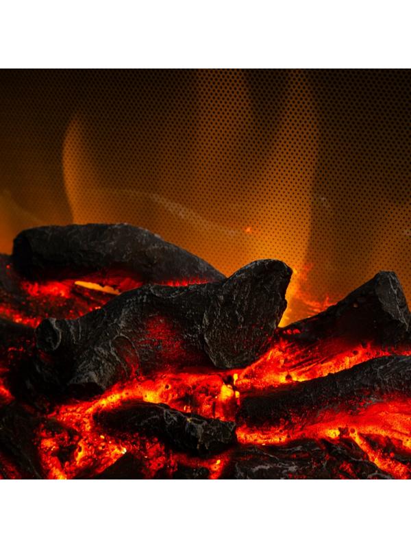 Электроочаг Fobos Lux Black, 1500 Вт, 2 режима обогрева, муляж сгоревших дров