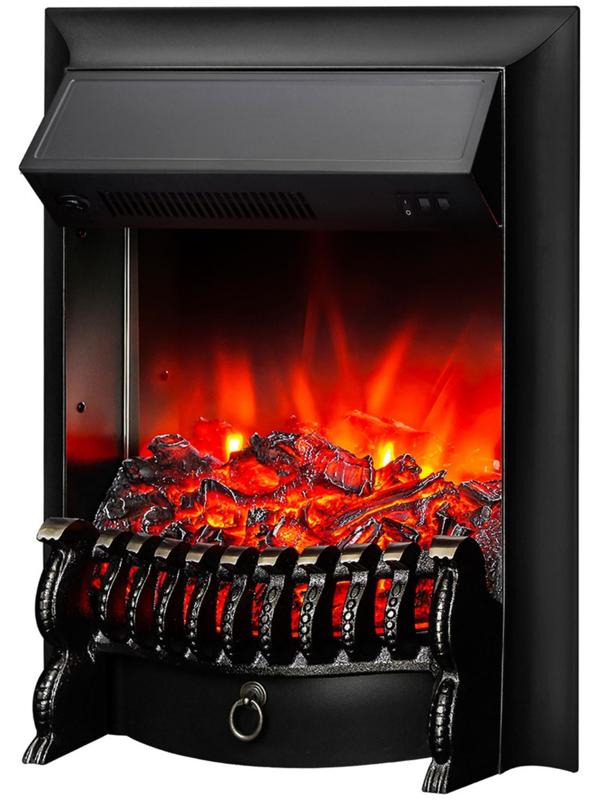 Электроочаг Fobos Lux Black, 1500 Вт, 2 режима обогрева, муляж сгоревших дров