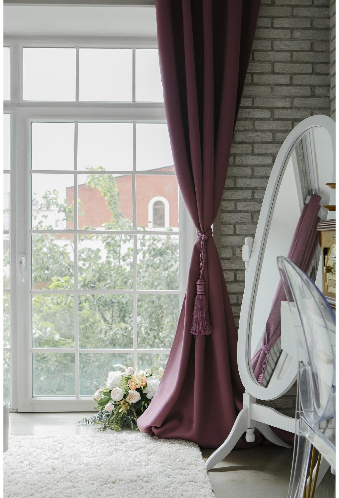 Штора портьерная «Этель» 250×265 см, блэкаут, цвет фиолетовый, пл. 210 г/м², 100% п/э