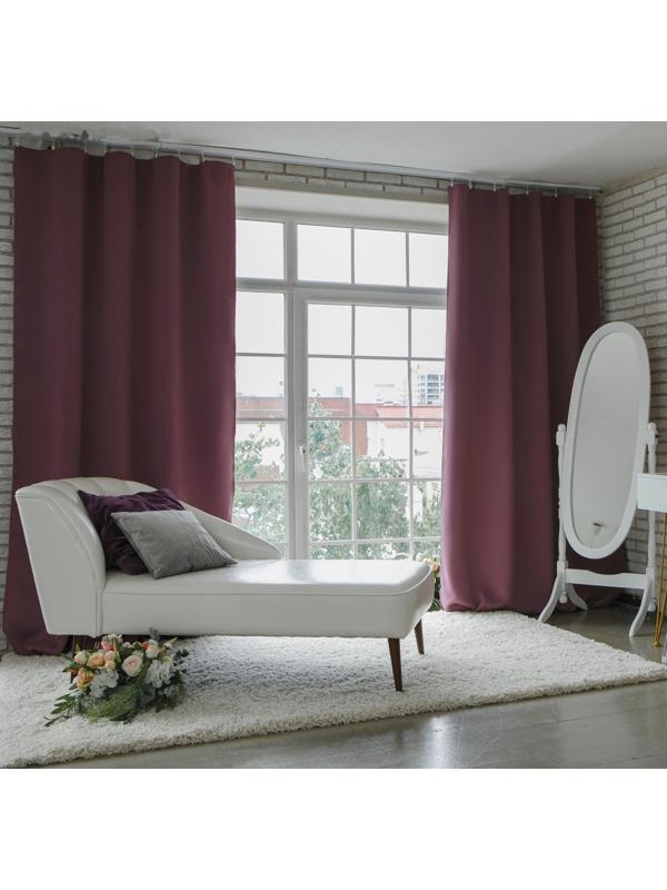 Штора портьерная «Этель» 250×265 см, блэкаут, цвет фиолетовый, пл. 210 г/м², 100% п/э
