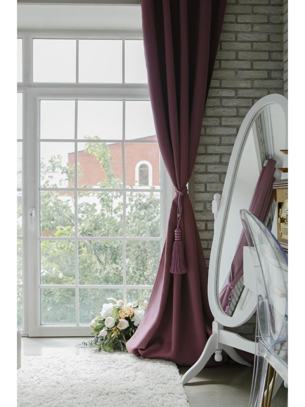 Штора портьерная «Этель» 250×265 см, блэкаут, цвет фиолетовый, пл. 210 г/м², 100% п/э