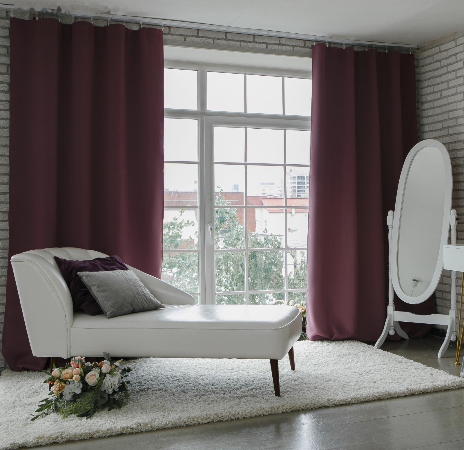 Штора портьерная «Этель» 270×300 см, блэкаут, цвет фиолетовый, пл. 210 г/м², 100% п/э