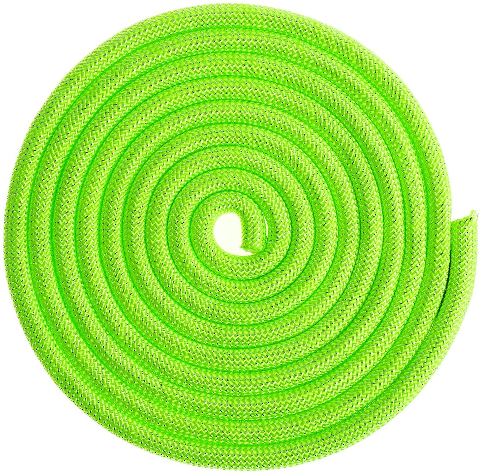 Скакалка для гимнастики утяжелённая с люрексом, 3 м, цвет салатовый