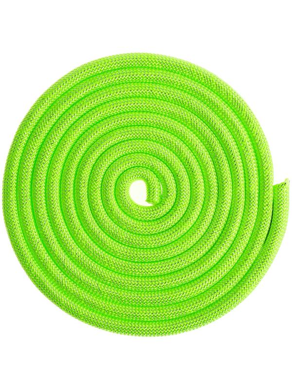 Скакалка для гимнастики утяжелённая с люрексом, 3 м, цвет салатовый