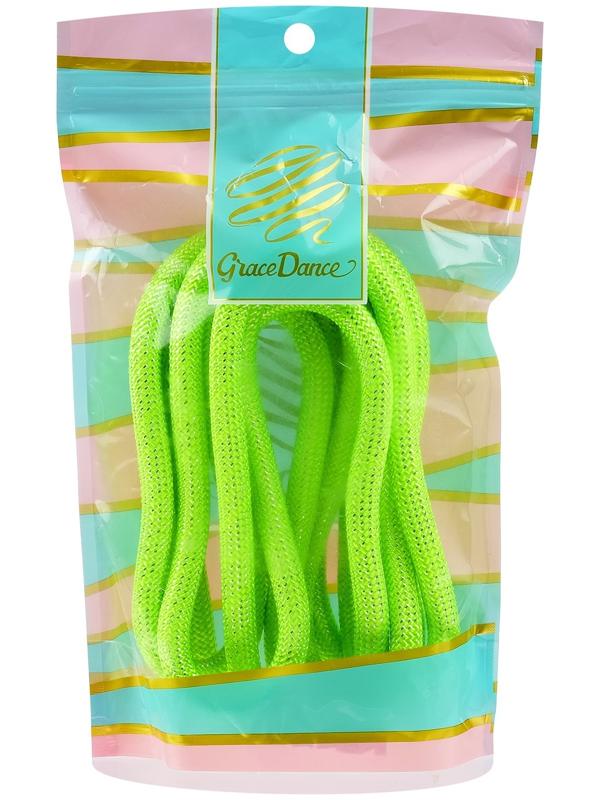 Скакалка для гимнастики утяжелённая с люрексом, 3 м, цвет салатовый