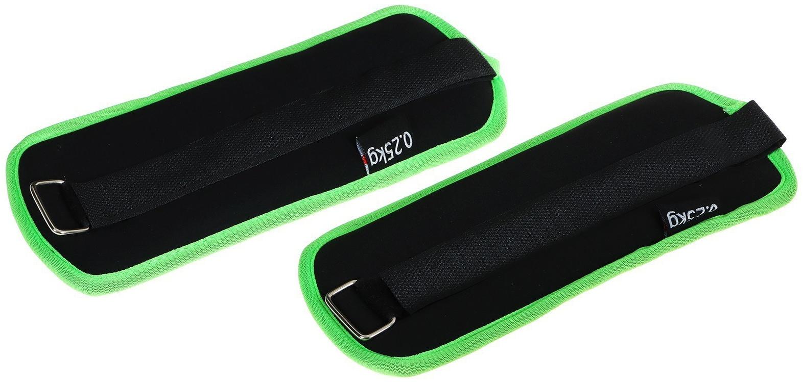 Утяжелители неопреновые ONLYTOP, 2 шт. х 0,25 кг, цвет чёрный/салатовый