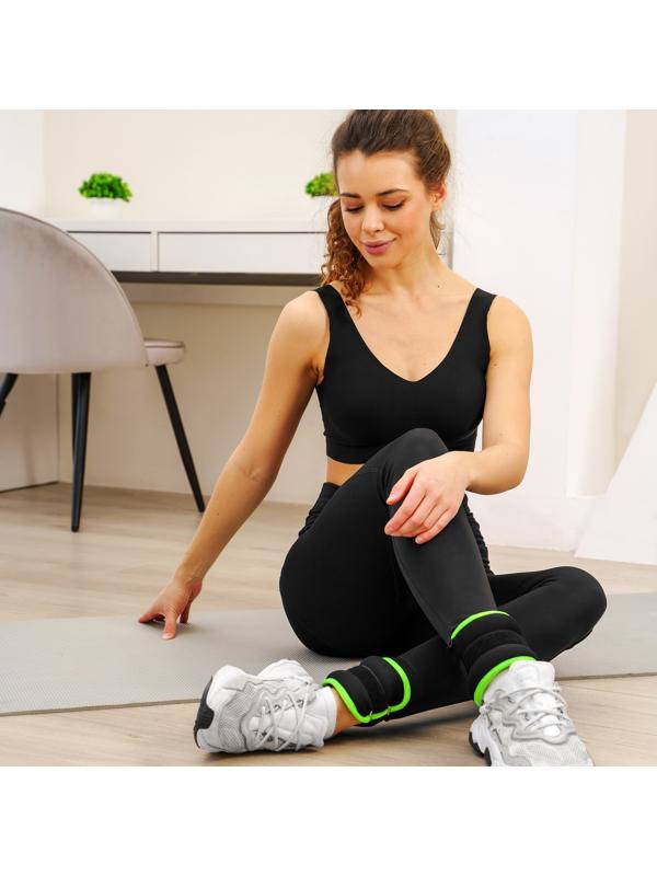 Утяжелители неопреновые ONLYTOP, 2 шт. х 0,25 кг, цвет чёрный/салатовый