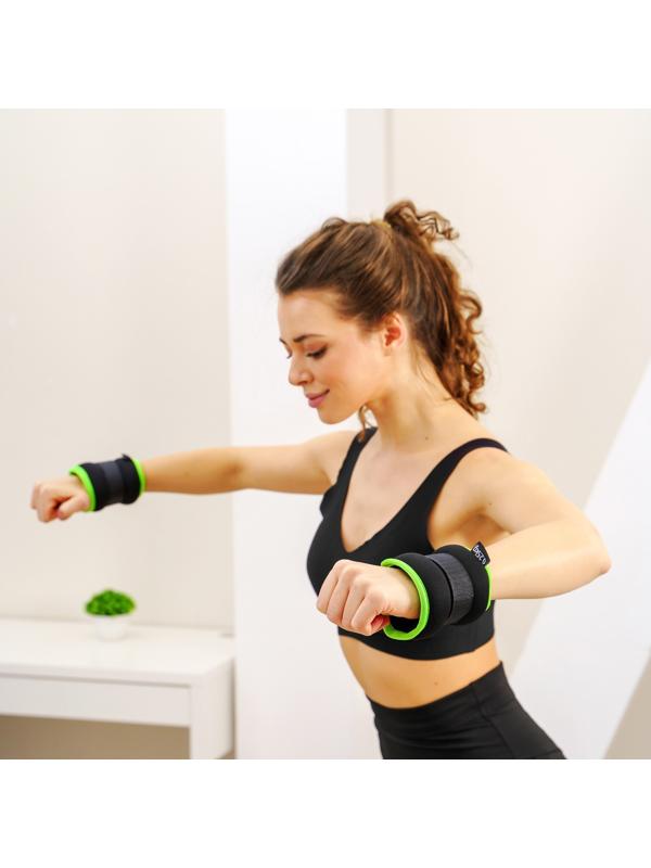 Утяжелители неопреновые ONLYTOP, 2 шт. х 0,25 кг, цвет чёрный/салатовый