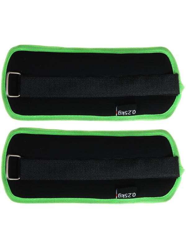 Утяжелители неопреновые ONLYTOP, 2 шт. х 0,25 кг, цвет чёрный/салатовый