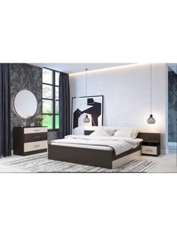 Спальный гарнитур «Леси», набор - комод 800, кровать 1600, тумбы 2 шт, венге/дуб белфорд