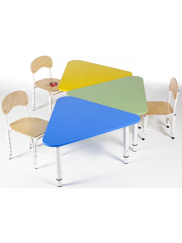 Стол Треугольник растущий гр.0-3 на металлокаркасе, Синий