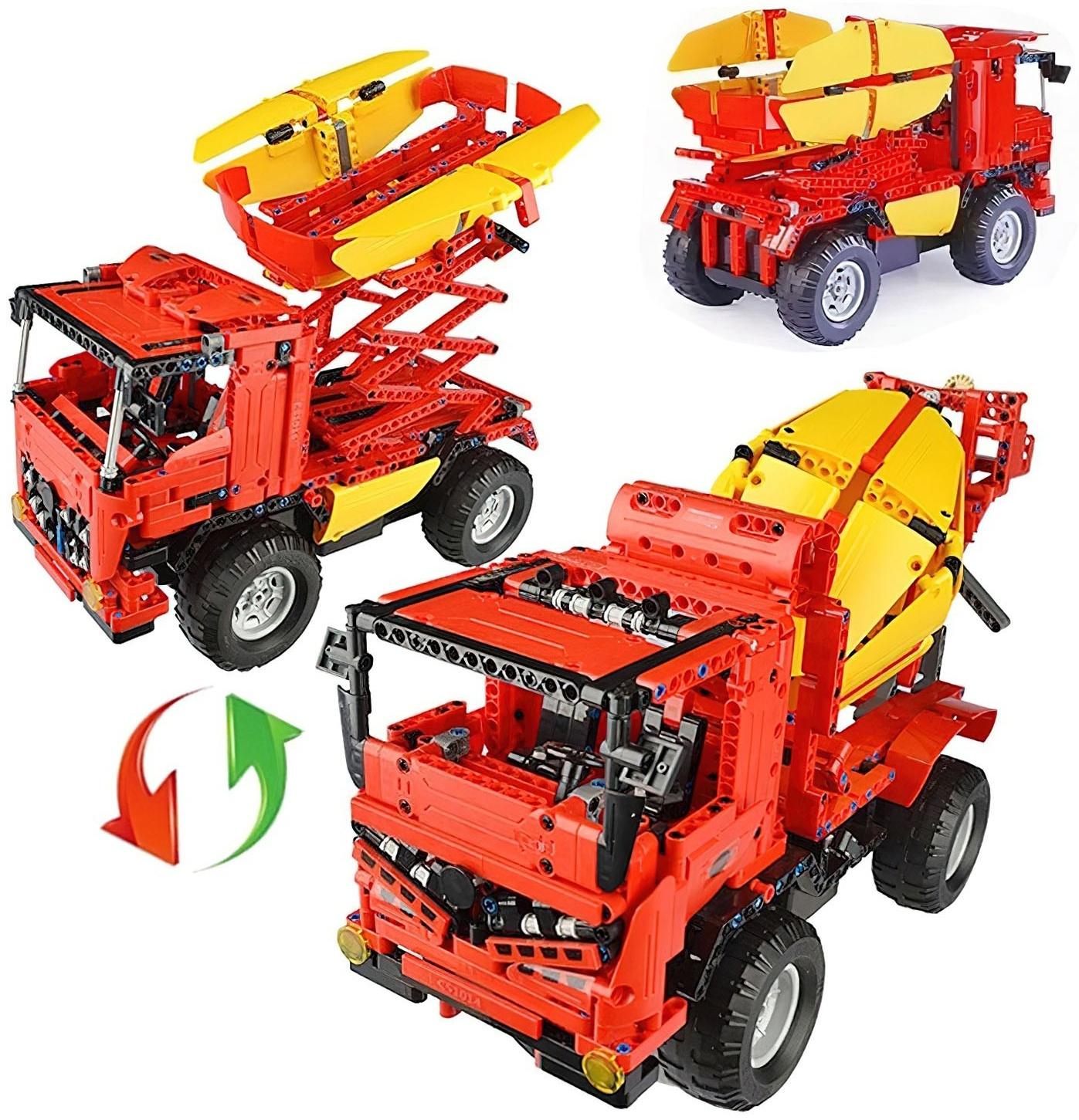 Конструктор радиоуправляемый «Грузовик бетономешалка», 2 в 1, с аккумулятором, 814 деталей