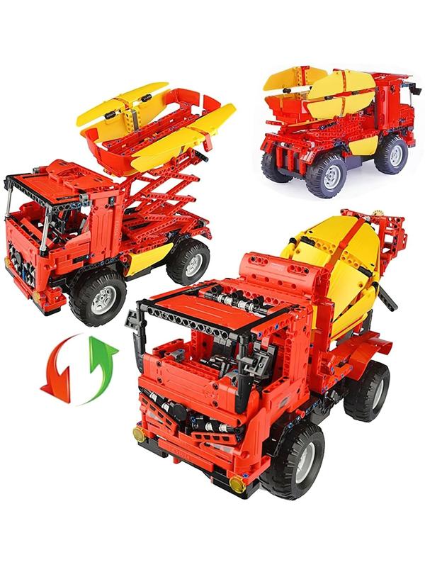 Конструктор радиоуправляемый «Грузовик бетономешалка», 2 в 1, с аккумулятором, 814 деталей