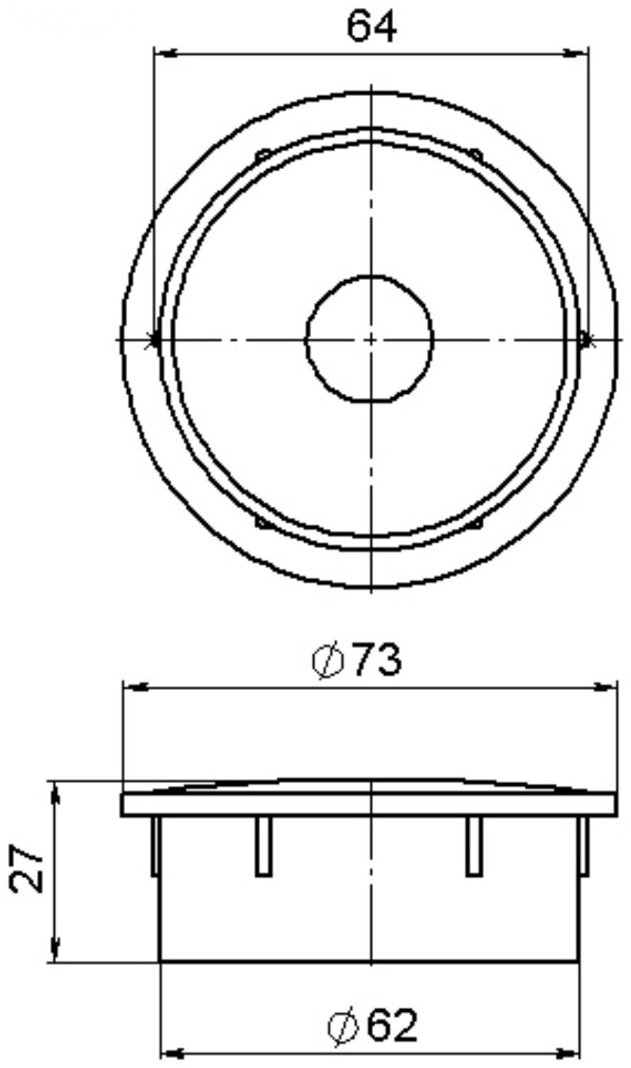 Заглушка внутренняя универсальная, d=73 мм, черная
