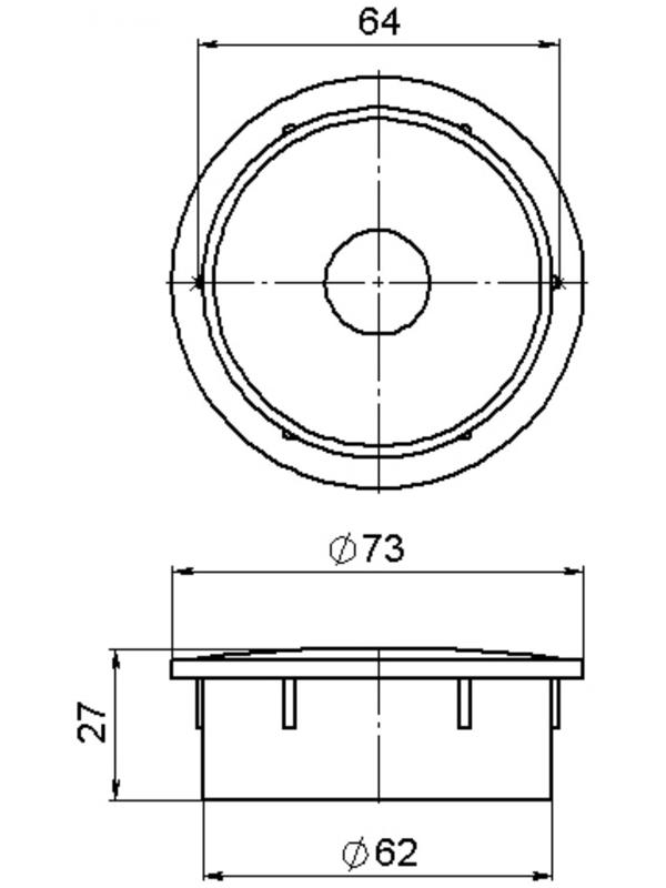 Заглушка внутренняя универсальная, d=73 мм, черная