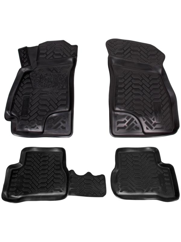 Комплект ковриков в салон Airline, Hyundai Accent II 2000-2012, высокий борт, полиуретан, цвет чёрный, 4 шт