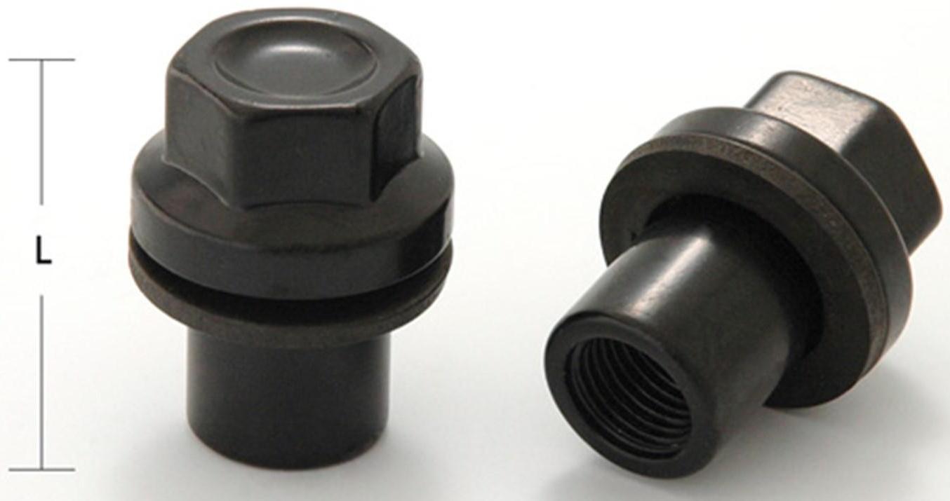 Гайка M14x1.5, L=41, ключ 22, прессшайба, закрытая, чёрный, 5 шт