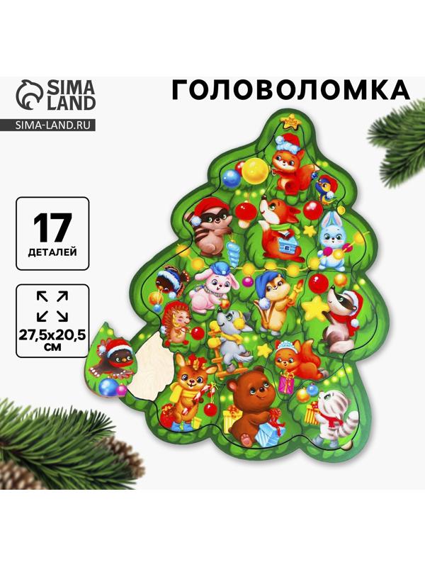 Головоломка деревянная на новый год «Нарядная ёлка»