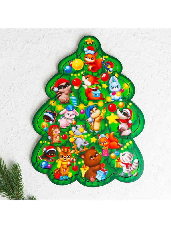 Головоломка деревянная на новый год «Нарядная ёлка»