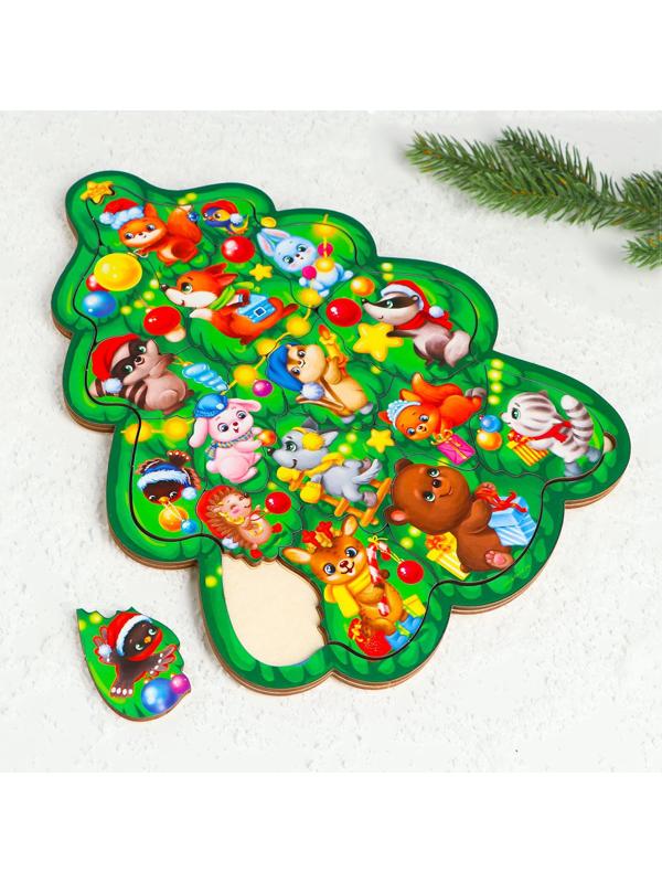 Головоломка деревянная на новый год «Нарядная ёлка»