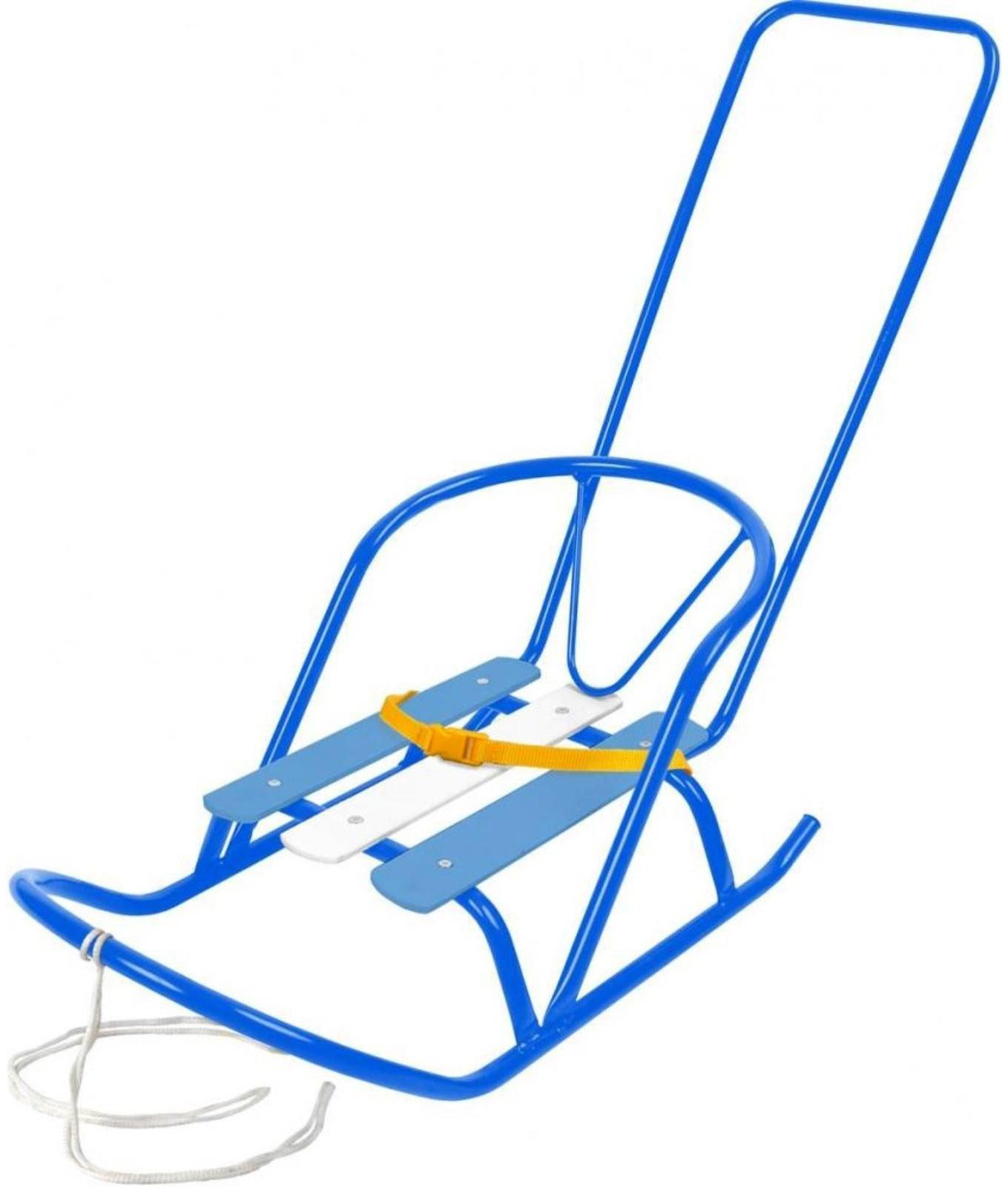 Кукольные санки с толкателем, цвет голубой