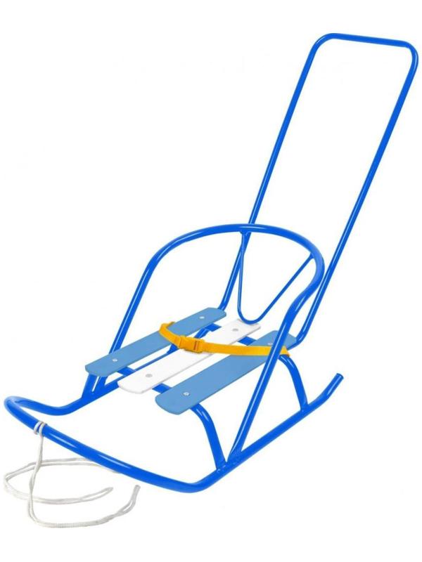 Кукольные санки с толкателем, цвет голубой